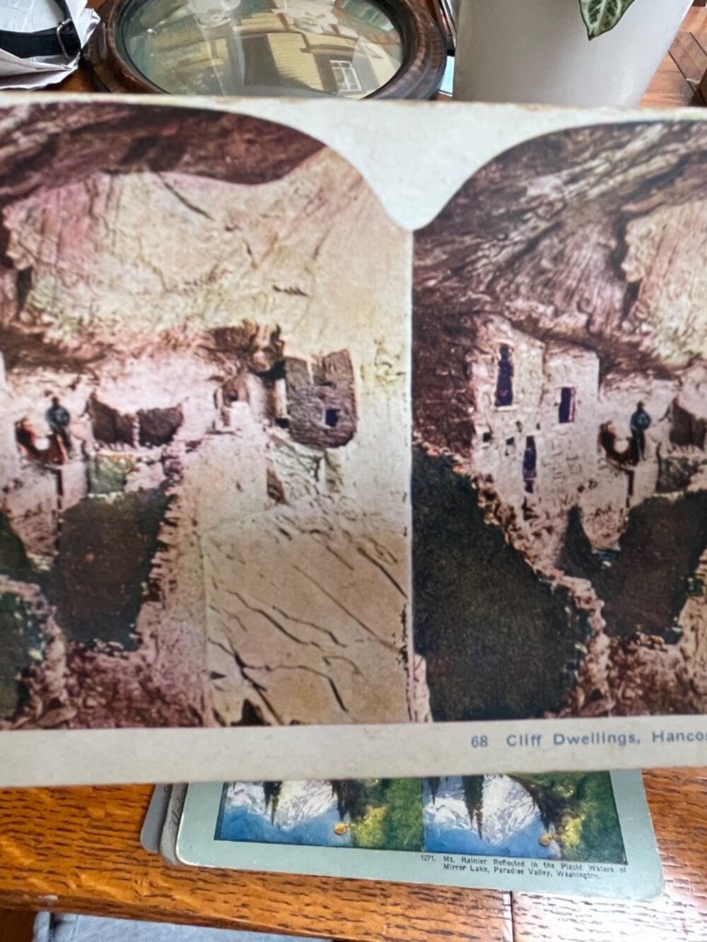 Antique Stereoview Cards Set Of 4 - Cliff Dwellings Mt. Rainier Fairyland Stairw